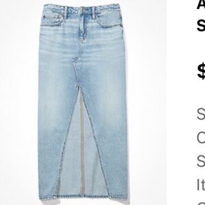 AE Low-Rise Denim Maxi Skirt - Light Blue Wash